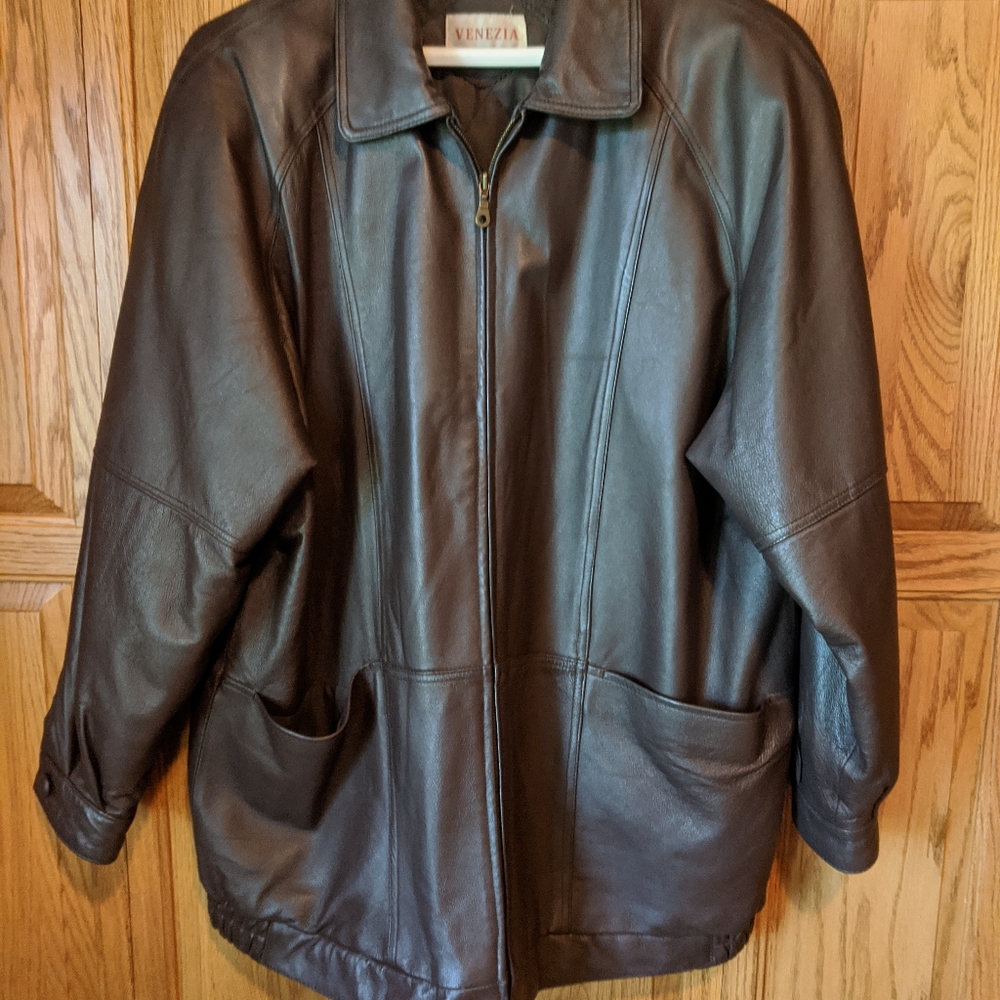 Plus Size Genuine Leather Coat
